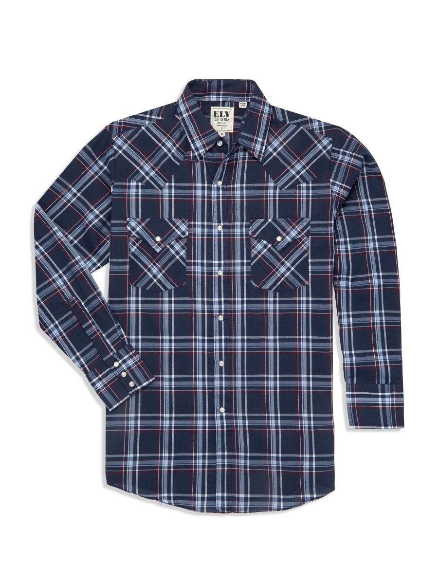 Men's Ely Cattleman Long Sleeve Plaid Western Snap Shirt - Ely Cattleman - Flyclothing LLC