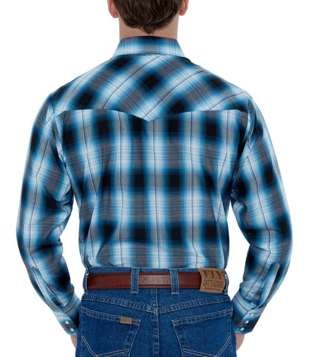 Men's Ely Cattleman Long Sleeve Plaid Western Snap Shirt - Ely Cattleman - Flyclothing LLC