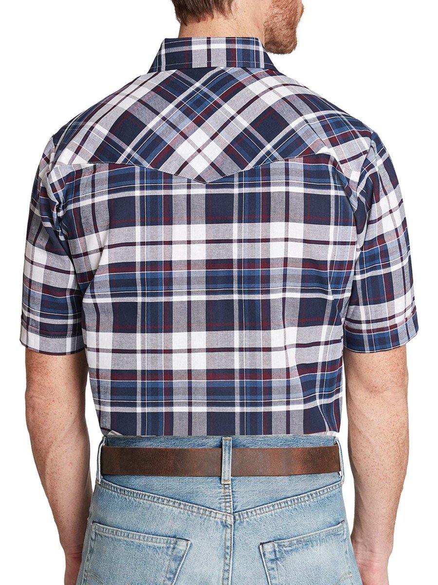 Men's Ely Cattleman Short Sleeve Western Wrinkle Resistant Plaid Shirt - Ely Cattleman - Flyclothing LLC
