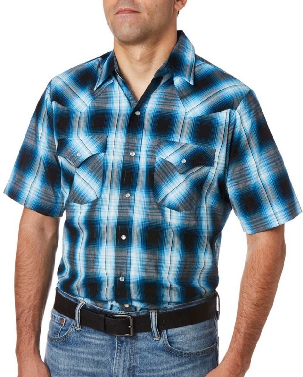 Men's Ely Cattleman Short Sleeve Plaid Western Snap Shirt - Ely Cattleman - Flyclothing LLC