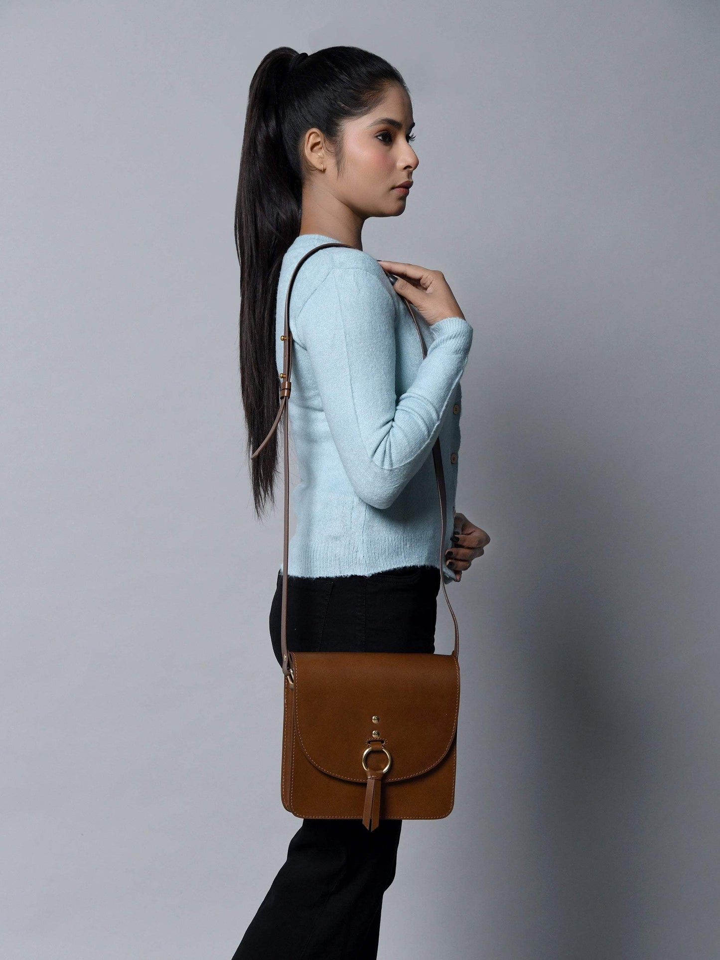 Brown Elegance Crossbody Sling Bag - Classy Leather Bags - Flyclothing LLC