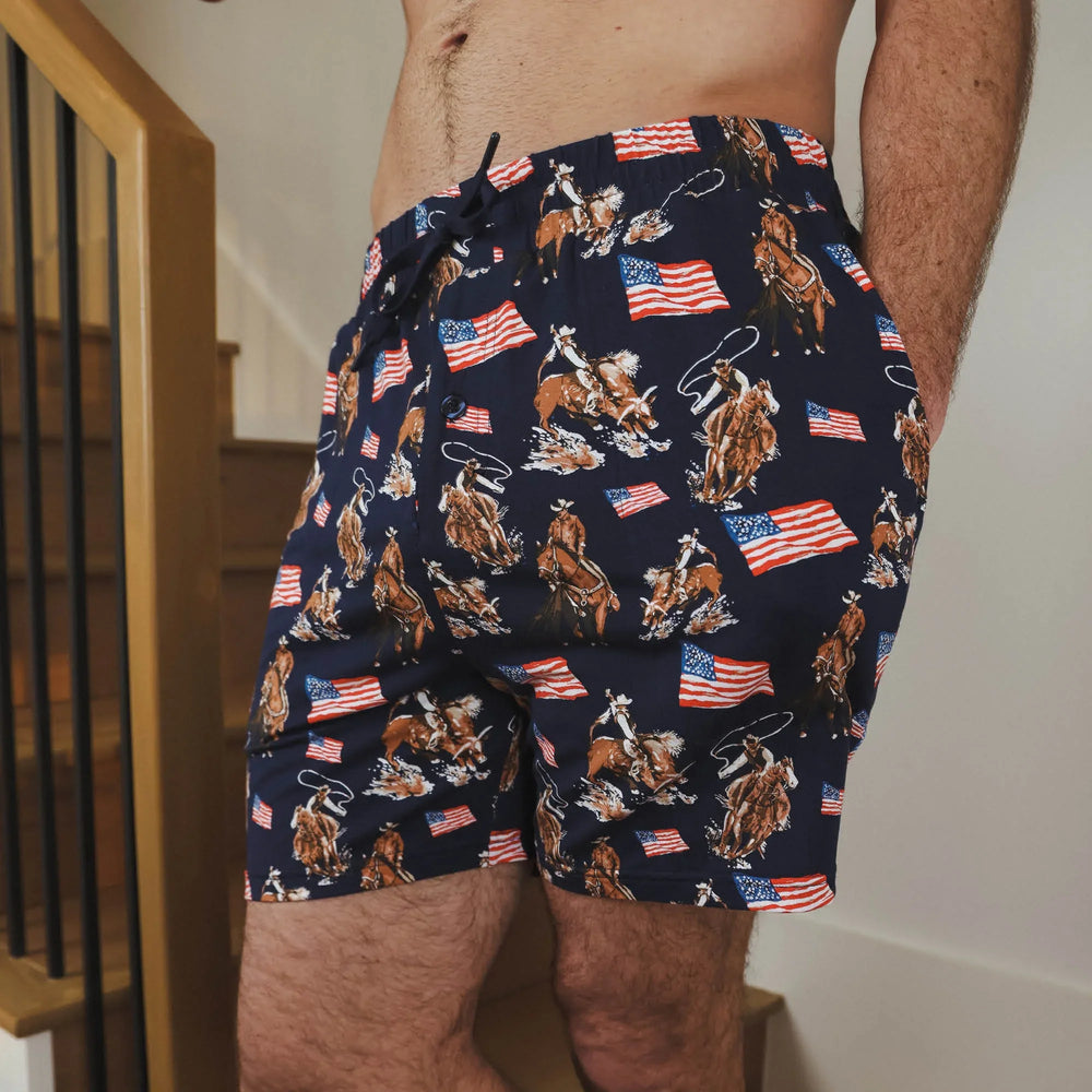 The Bootstraps & Chaps | Americana Cowboy Men’s Pajama Shorts - Shinesty - Flyclothing LLC