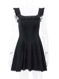 Square Neck Pleated Mini Dress - Trendsi - Flyclothing LLC