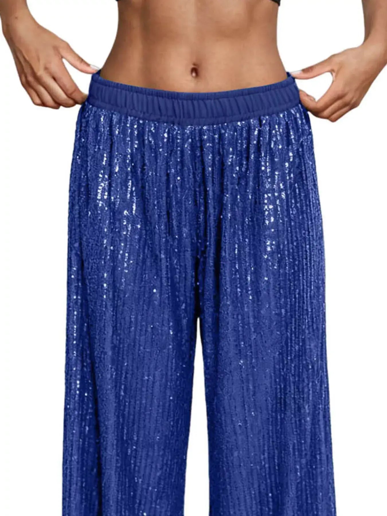 Sequin Wide-Leg Pants - Trendsi - Flyclothing LLC