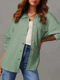 Textured Button Up Long Sleeve Shacket - Trendsi - Flyclothing LLC