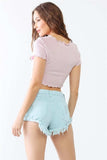 LITZ LA Distressed Ripped Denim Shorts - Trendsi - Flyclothing LLC