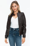 Snobbish PU Leather Biker Jacket with Side Zip Pockets - Trendsi