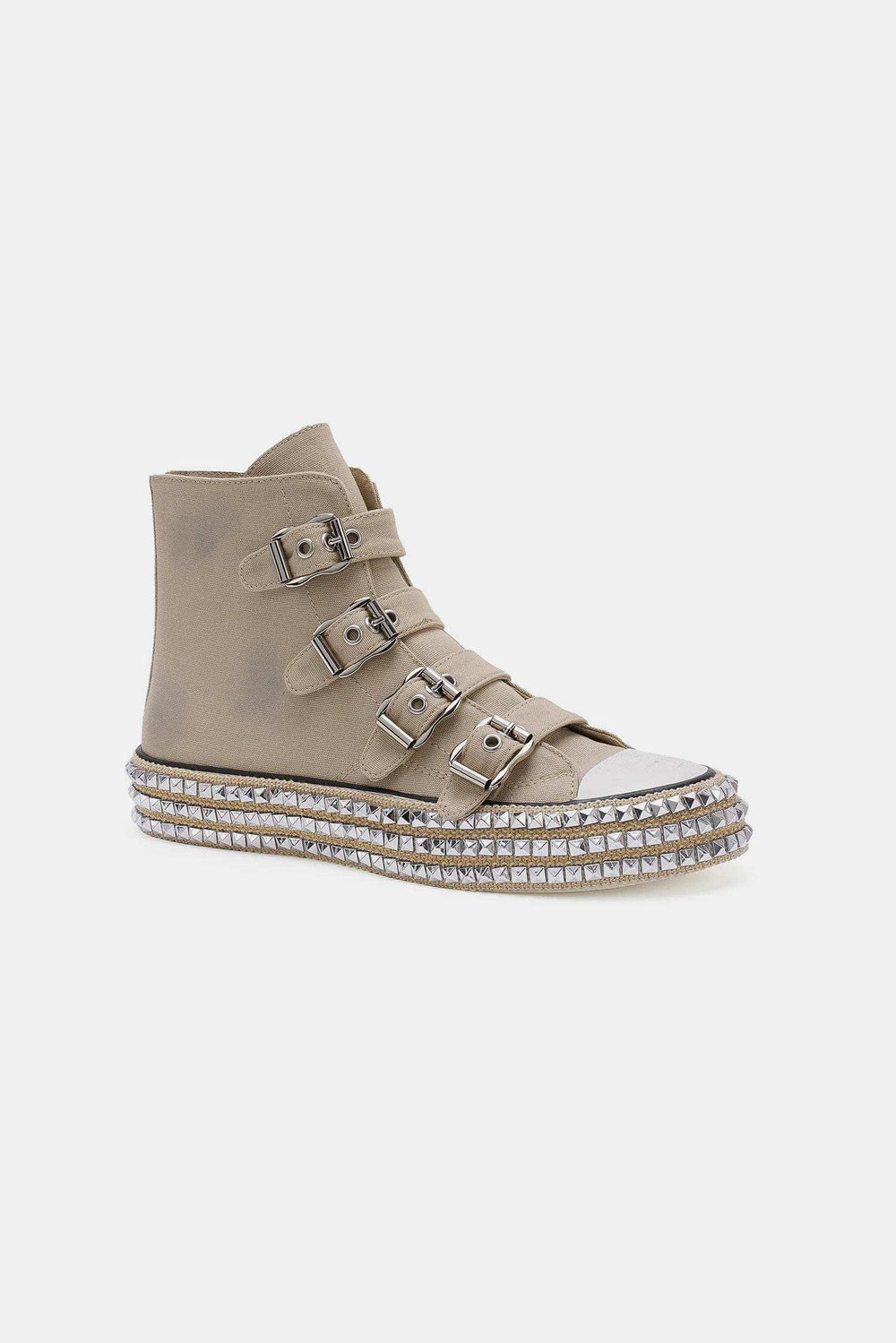 Beast Fashion Multi-Buckle Straps Studded Platform Sneakers - Trendsi - Flyclothing LLC