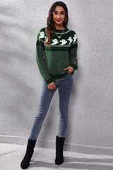 Ghost Pattern Round Neck Long Sleeve Sweater - Trendsi - Flyclothing LLC