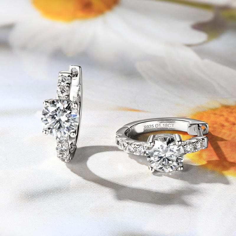 2.36 Carat Moissanite Zircon 925 Sterling Silver Hoop Earrings - Trendsi - Flyclothing LLC