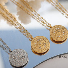 Zircon Titanium Steel Timepiece Shape Necklace - Flyclothing LLC