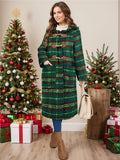 Plaid Long Sleeve Hooded Coat with Pockets - Trendsi