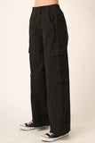 Mittoshop Low Rise Elastic Cover Waistband Cargo Pants - Trendsi