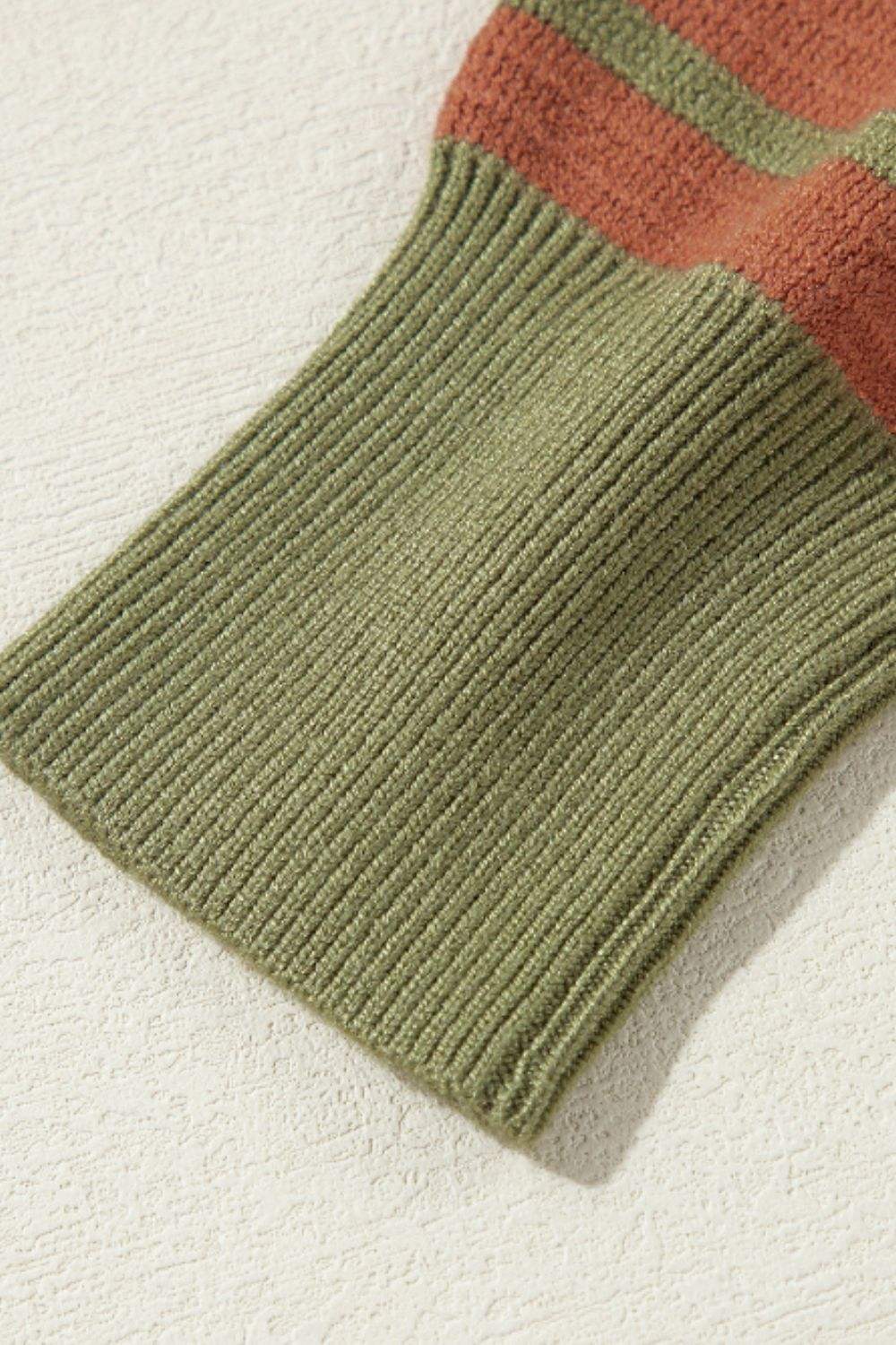 Striped Round Neck Long Sleeve Sweater - Trendsi - Flyclothing LLC
