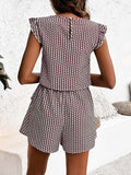 Printed Round Neck Top and Layered Shorts Set - Trendsi - Flyclothing LLC