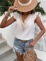 Full Size Ruffled V-Neck Tank - Trendsi - Flyclothing LLC