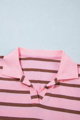 Stripe Striped Long Sleeve Collar Shift Top - Trendsi - Flyclothing LLC