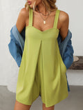 Mandy Sweetheart Neck Wide Strap Romper with Pockets - Trendsi
