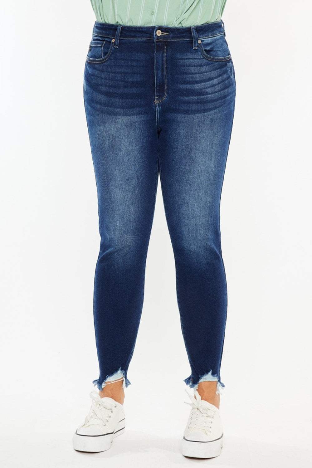Kancan Full Size High Rise Frayed Ankle Skinny Jeans - Trendsi - Flyclothing LLC