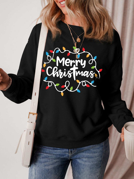MERRY CHRISTMAS Dropped Shoulder Long Sleeve Sweatshirt - Trendsi - Flyclothing LLC