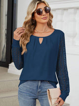 Cutout Round Neck Long Sleeve T-Shirt - Trendsi - Flyclothing LLC