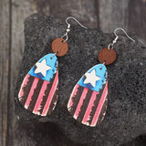 Star & Stripes Wooden Dangle Earrings - Trendsi