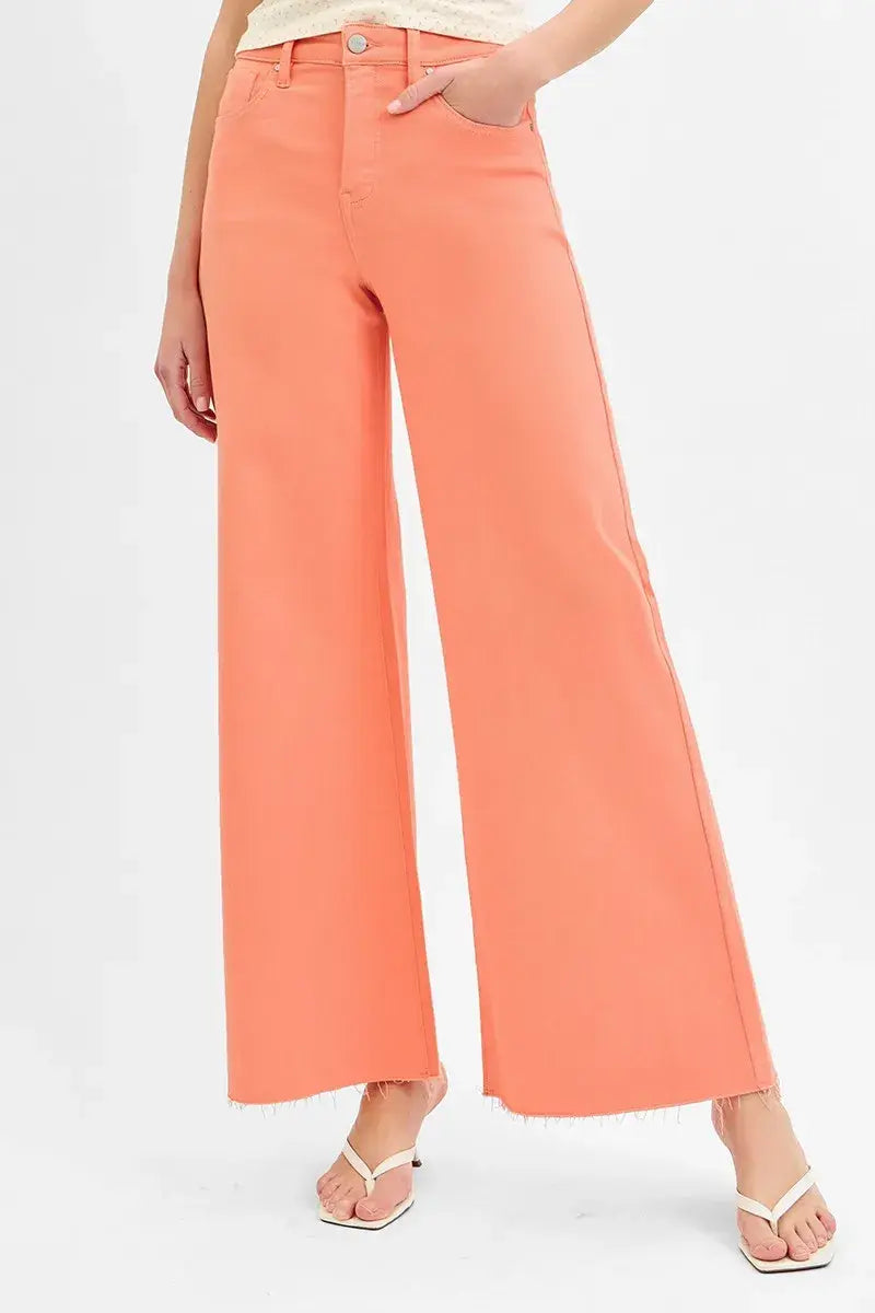 RISEN Full Size Tummy Control High Rise Wide Leg Palazzo Jeans Plus Size - Trendsi - Flyclothing LLC