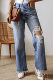 Distressed Straight Leg Jeans with Pockets - Trendsi