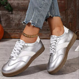 Round Toe Lace Up Sneakers - Trendsi - Flyclothing LLC