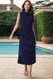 Twisted Slit Cowl Neck Sleeveless Midi Dress Trendsi