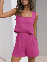 Square Neck Tank and Shorts Set - Trendsi - Flyclothing LLC