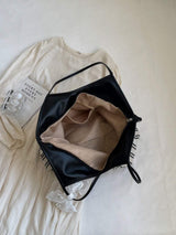 Striped Canvas Tote Bag - Trendsi - Flyclothing LLC