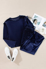Frill Round Neck Long Sleeve Top and Pants Set - Trendsi - Flyclothing LLC