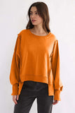 Exposed Seam High-Low Long Sleeve Sweatshirt - Trendsi - Flyclothing LLC