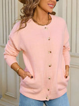 Casual Button-Down Knit Cardigan - Trendsi - Flyclothing LLC
