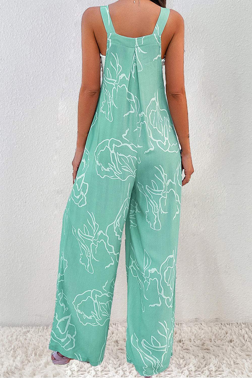 Printed Wide Strap Jumpsuit - Trendsi - Flyclothing LLC