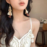 Alloy Rice Bead Dangle Earrings - Trendsi - Flyclothing LLC