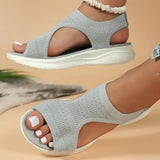 Peep Toe Solid Color Sandals - Trendsi