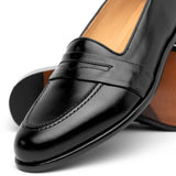 15-203-BLK SAVANNAH Calfskin Penny Loafer, Black - Zelli Italia - Flyclothing LLC