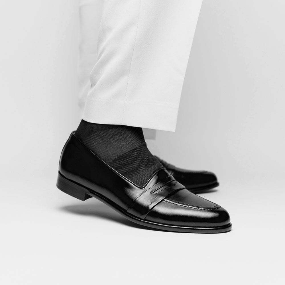 15-203-BLK SAVANNAH Calfskin Penny Loafer, Black - Zelli Italia - Flyclothing LLC