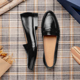 15-203-BLK SAVANNAH Calfskin Penny Loafer, Black - Zelli Italia - Flyclothing LLC