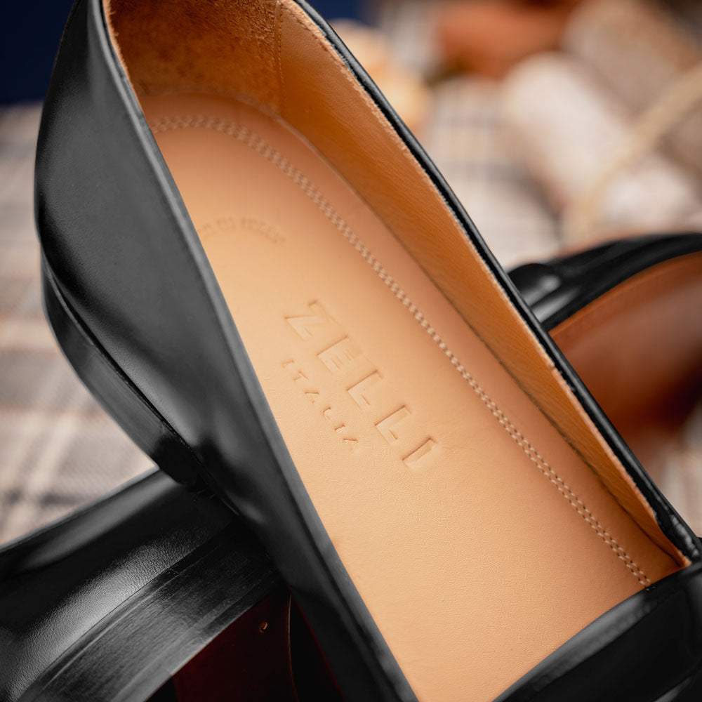 15-203-BLK SAVANNAH Calfskin Penny Loafer, Black - Zelli Italia - Flyclothing LLC