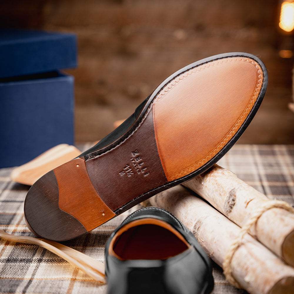 15-203-BLK SAVANNAH Calfskin Penny Loafer, Black - Zelli Italia - Flyclothing LLC
