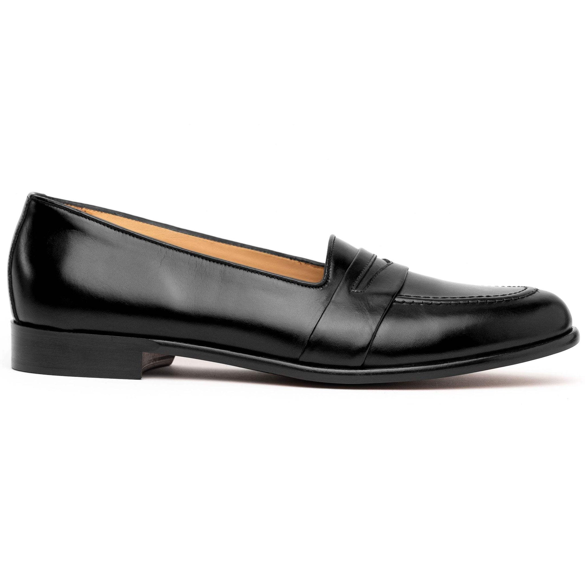 15-203-BLK SAVANNAH Calfskin Penny Loafer, Black - Zelli Italia - Flyclothing LLC