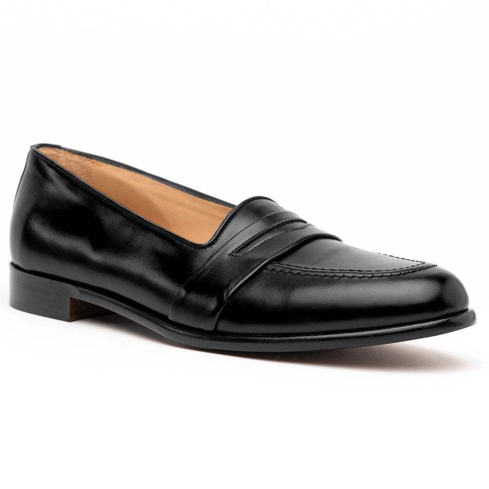 15-203-BLK SAVANNAH Calfskin Penny Loafer, Black - Zelli Italia - Flyclothing LLC