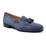 16-580-BLU NAPLES Italian Kid Suede Tassel Loafer, Blue Water - Zelli Italia - Flyclothing LLC