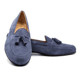 16-580-BLU NAPLES Italian Kid Suede Tassel Loafer, Blue Water - Zelli Italia - Flyclothing LLC