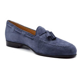 16-580-BLU NAPLES Italian Kid Suede Tassel Loafer, Blue Water - Zelli Italia - Flyclothing LLC