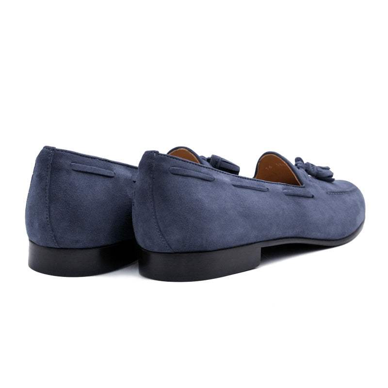 16-580-BLU NAPLES Italian Kid Suede Tassel Loafer, Blue Water - Zelli Italia - Flyclothing LLC