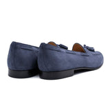 16-580-BLU NAPLES Italian Kid Suede Tassel Loafer, Blue Water - Zelli Italia - Flyclothing LLC